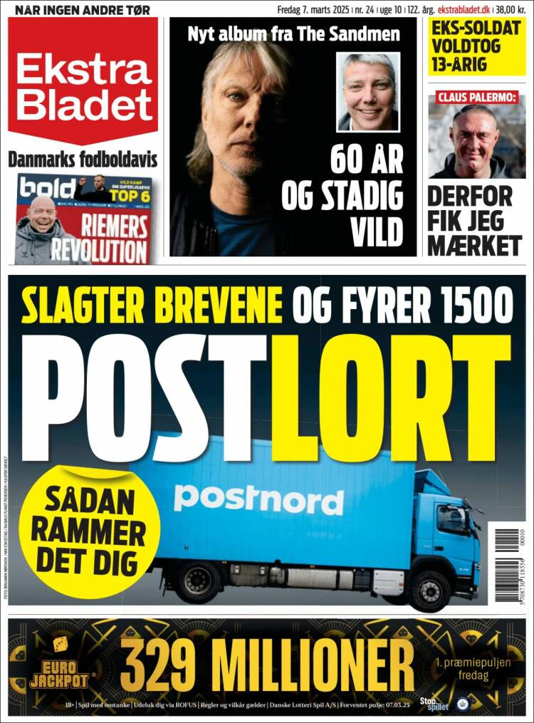 Portada de Ekstra Bladet (Dinamarca)