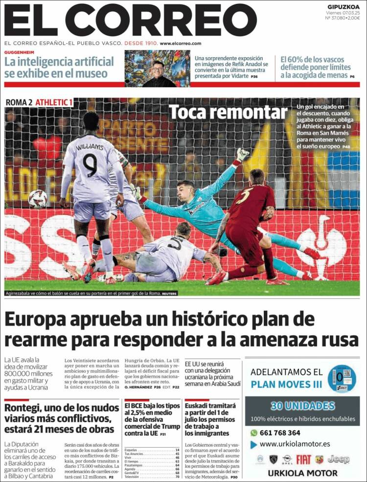 Portada de El Correo - Guipuzcoa (España)