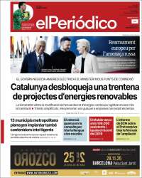 Portada de El Periódico de Catalunya (España)