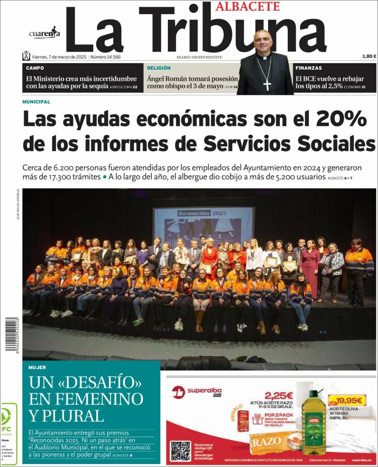 Portada de La Tribuna de Albacete (España)