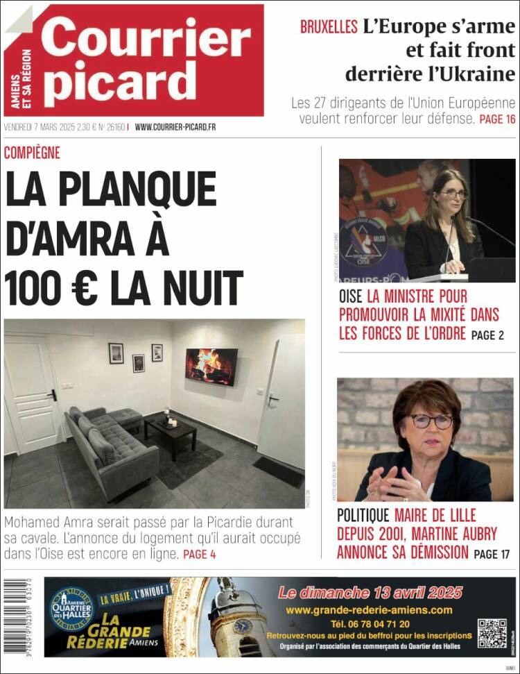 Portada de Courrier Picard (Francia)