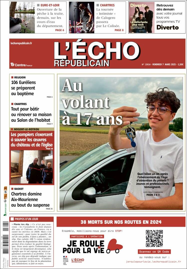 Portada de L'Echo Républicain (Francia)