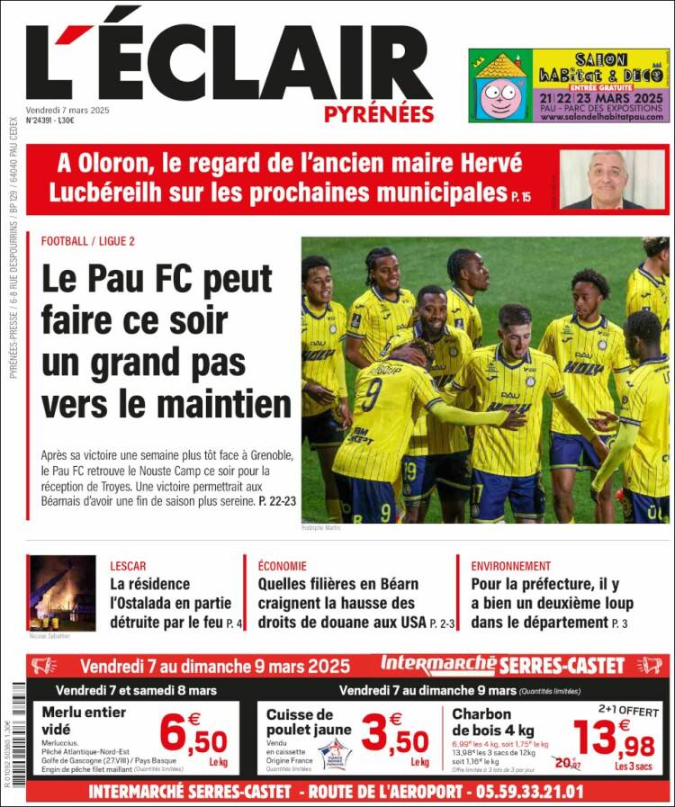 Portada de L'Eclair des Pyrénées (Francia)