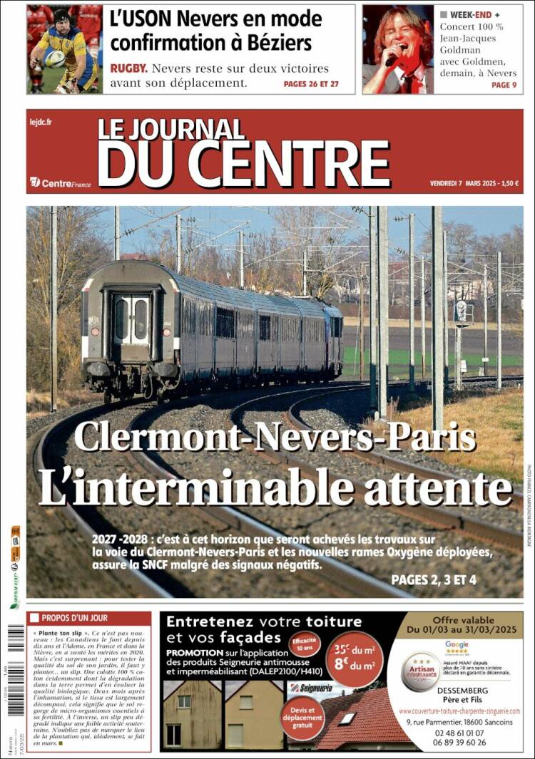 Portada de Le Journal du Centre (Francia)