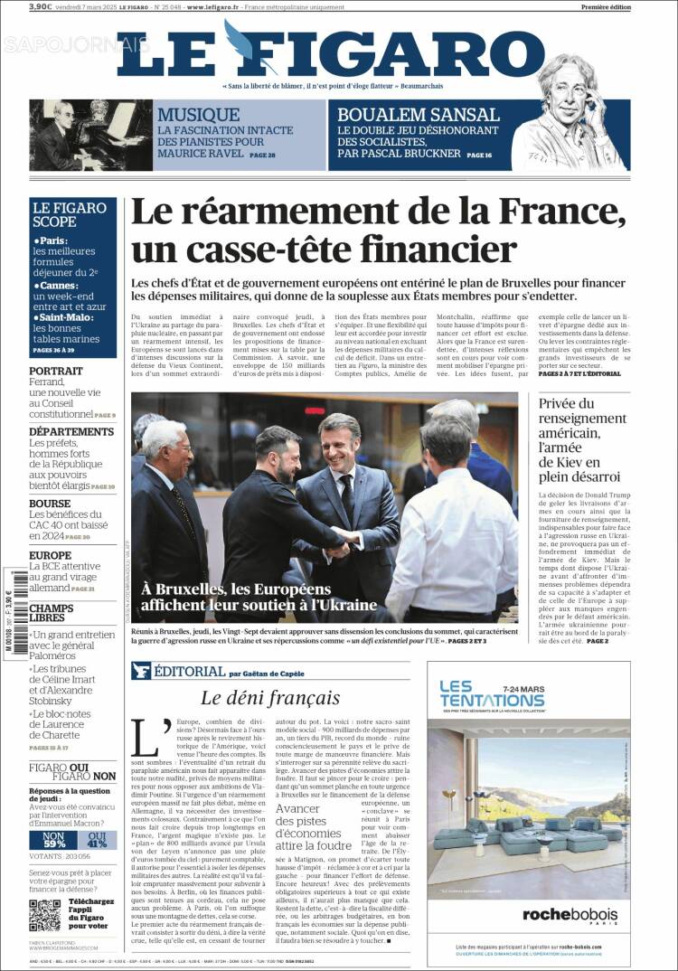 Portada de Le Figaro (Francia)