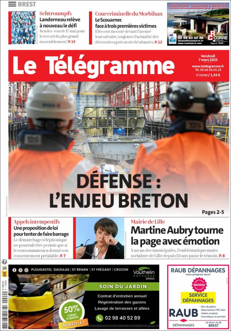 Portada de Télégramme (Francia)