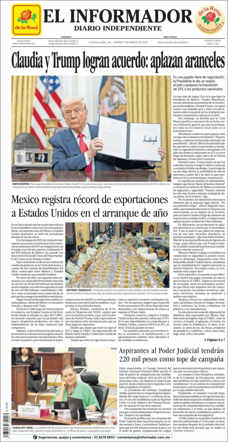 Portada de El Informador (México)