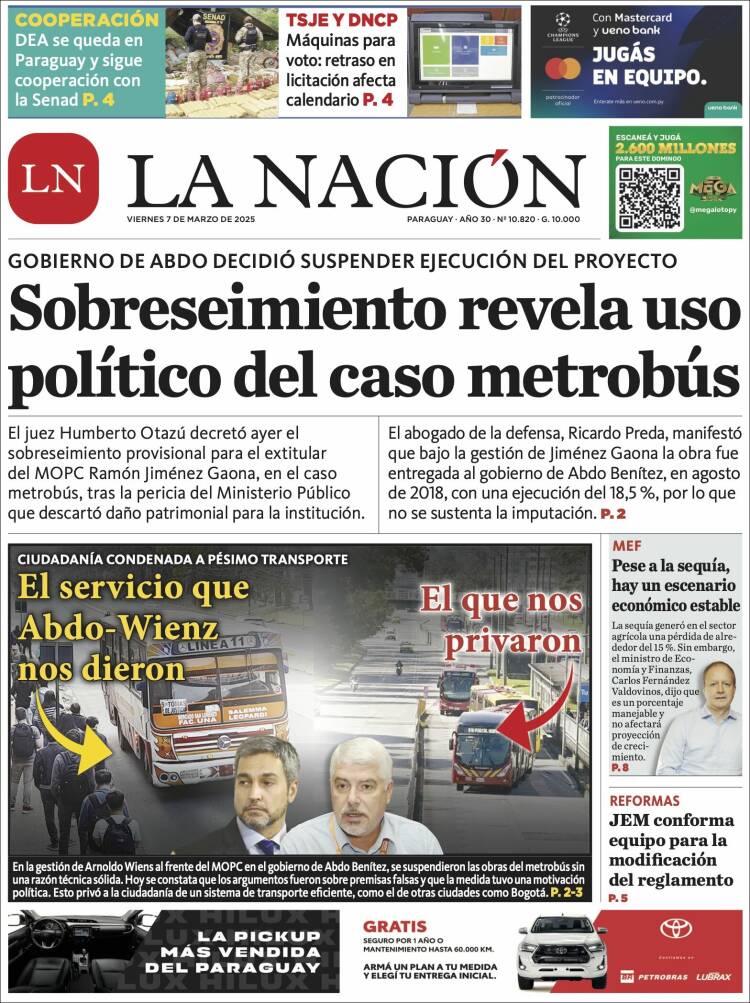 Portada de La Nación (Paraguay)