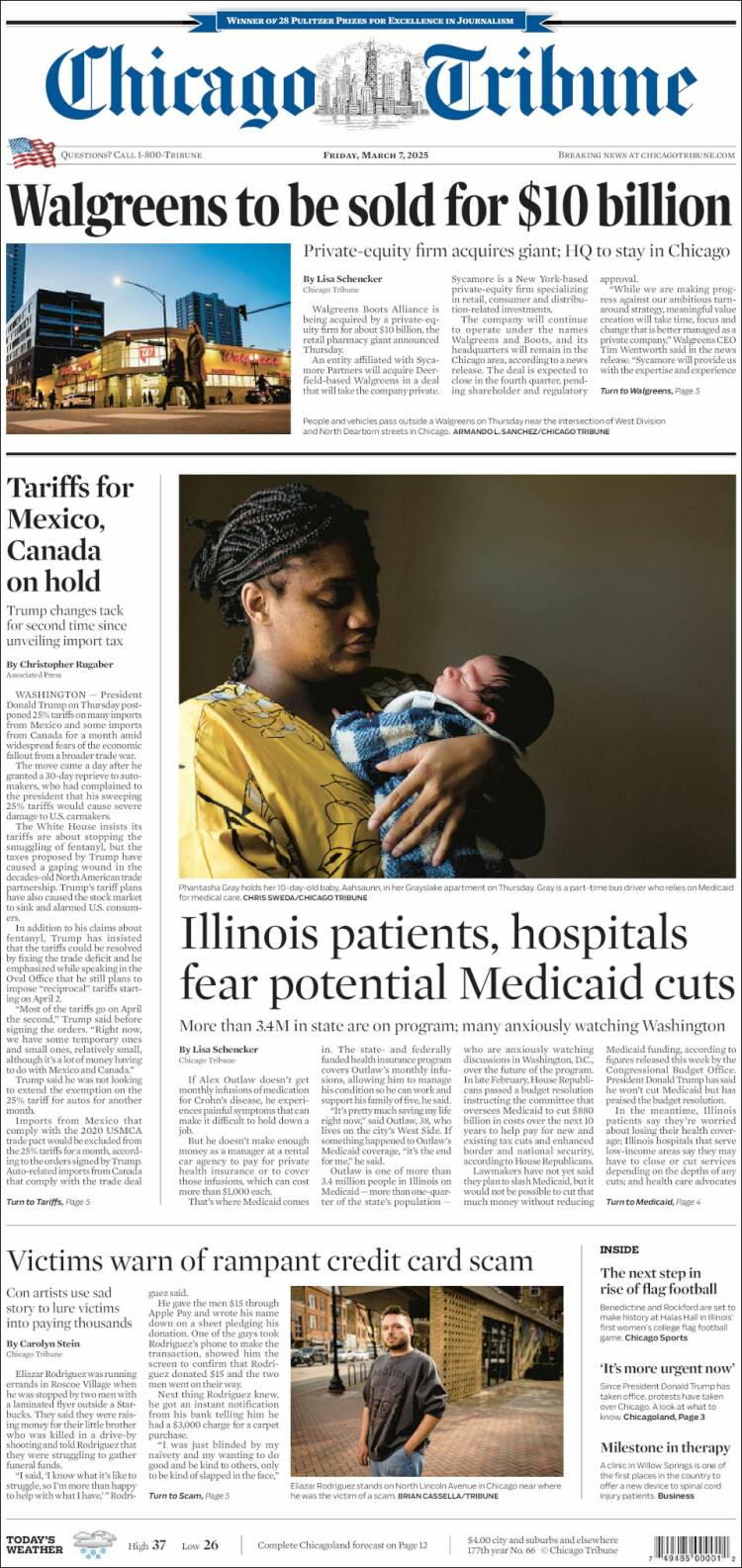 Portada de Chicago Tribune (USA)