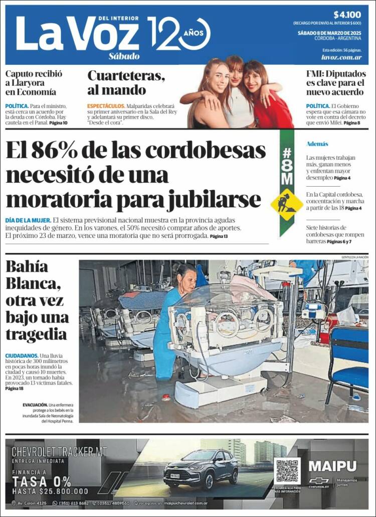 Portada de La Voz del Interior (Argentina)