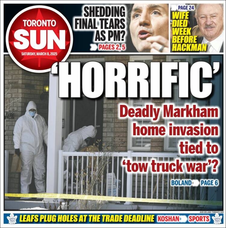 Portada de The Toronto Sun (Canadá)