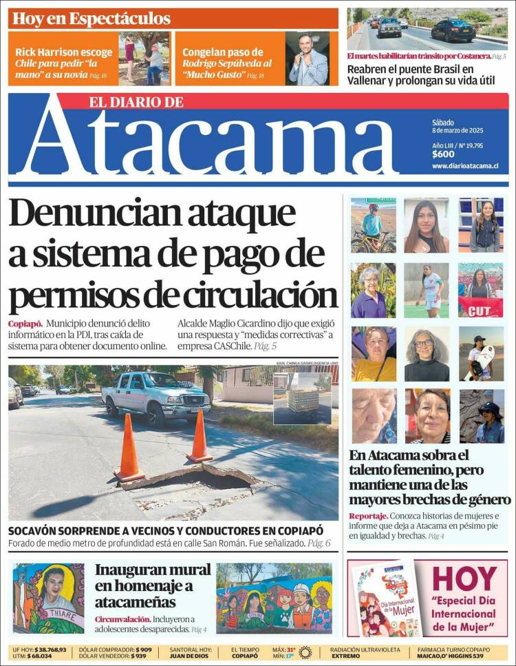 Portada de Diario de Atacama (Chile)