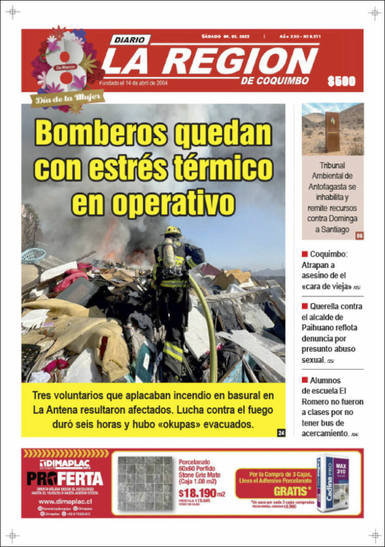 Portada de Diario La Región de Coquimbo (Chile)