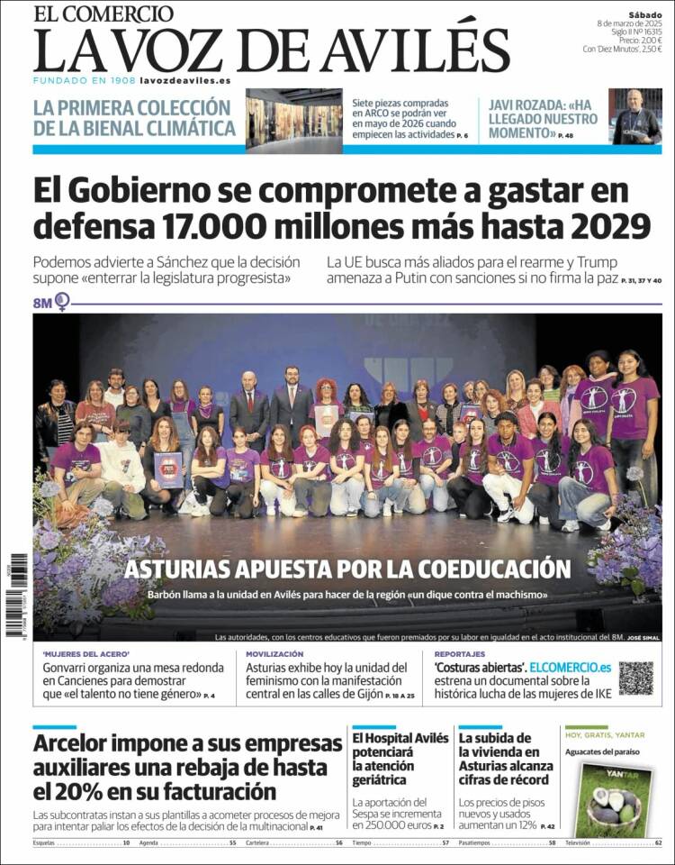 Portada de El Comercio - Avilés (España)