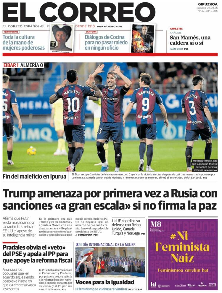 Portada de El Correo - Guipuzcoa (España)