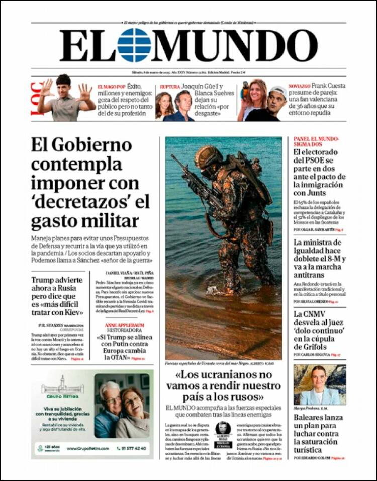 Portada de El Mundo (España)