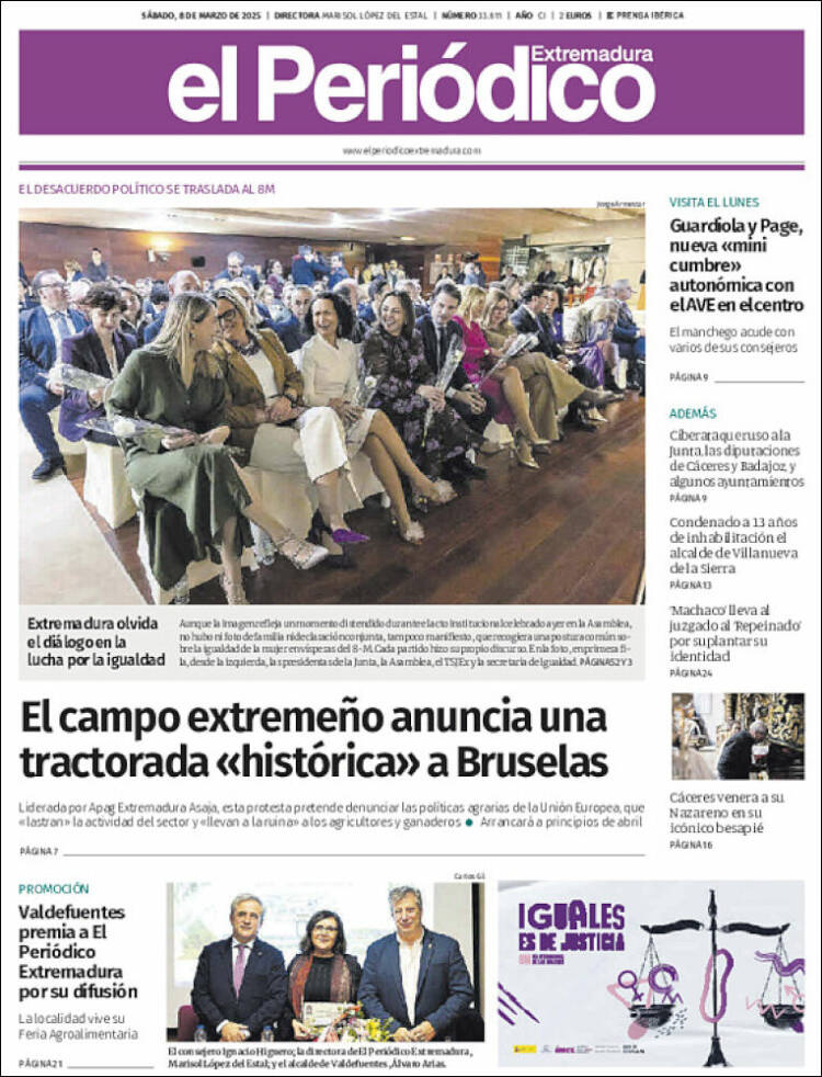 Portada de El Periódico de Extremadura (España)