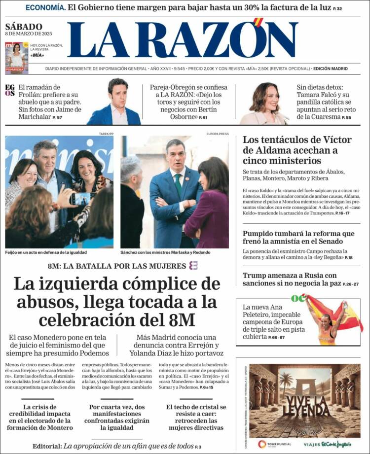 Portada de La Razón (España)