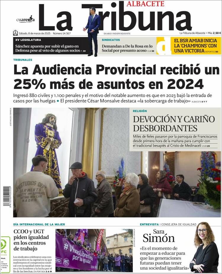 Portada de La Tribuna de Albacete (España)