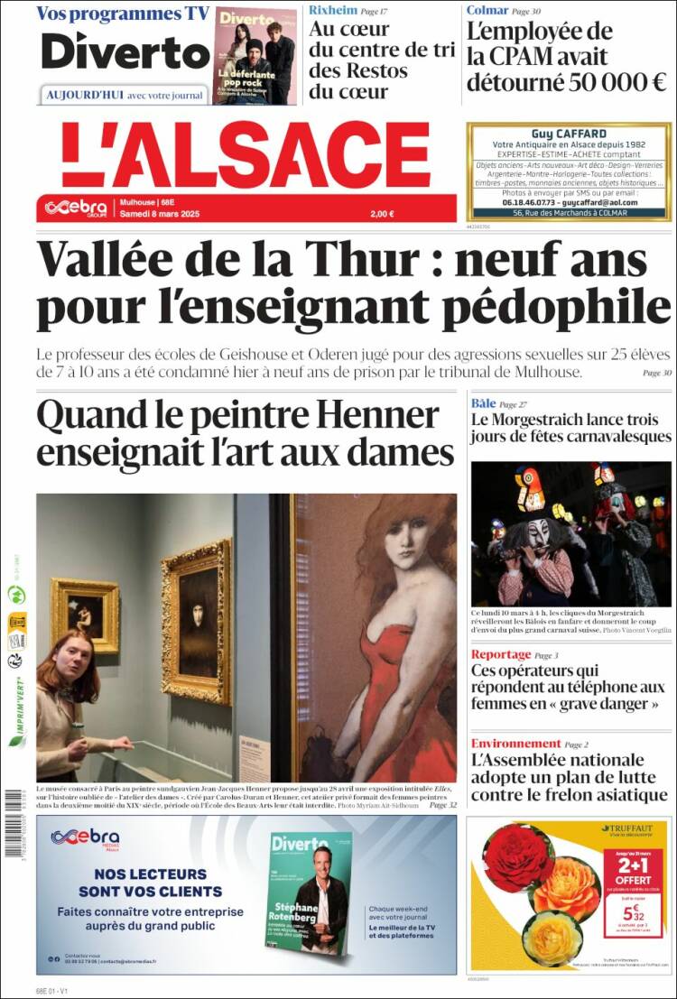 Portada de Journal L'Alsace (Francia)