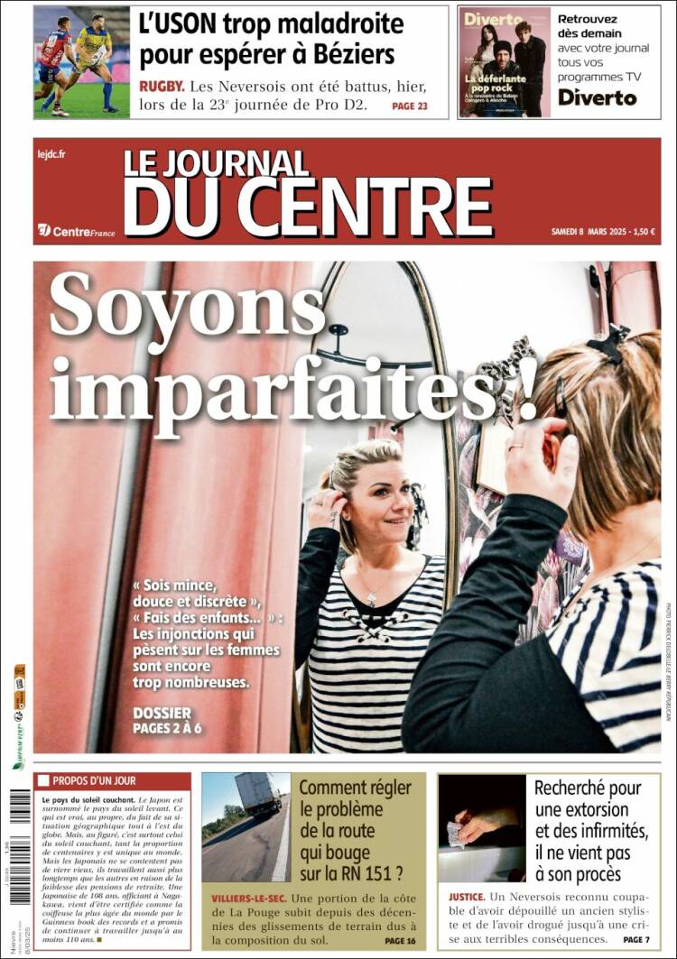 Portada de Le Journal du Centre (Francia)