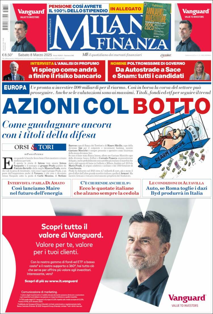 Portada de Milano Finanza (Italia)