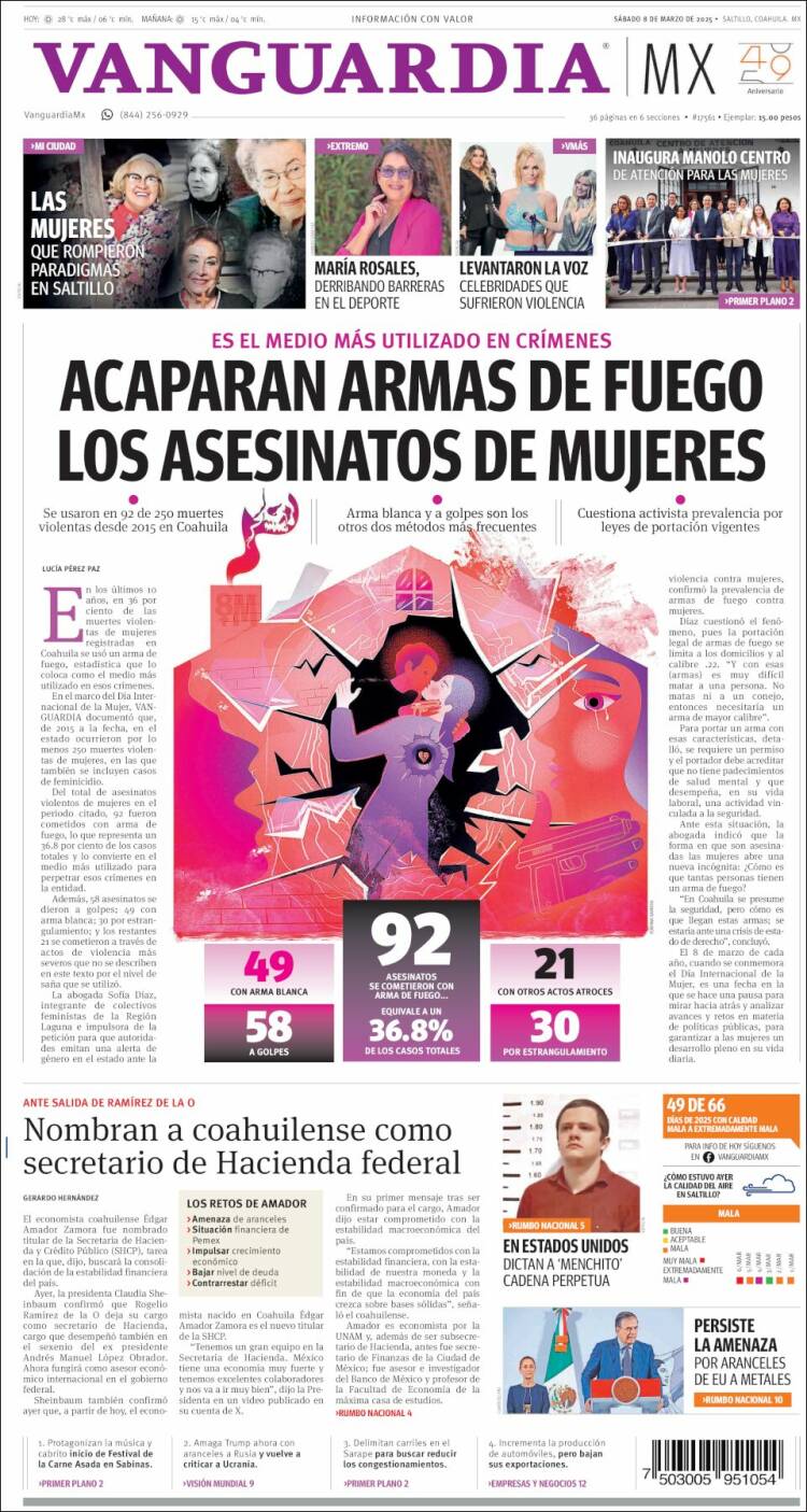 Portada de Vanguardia (México)