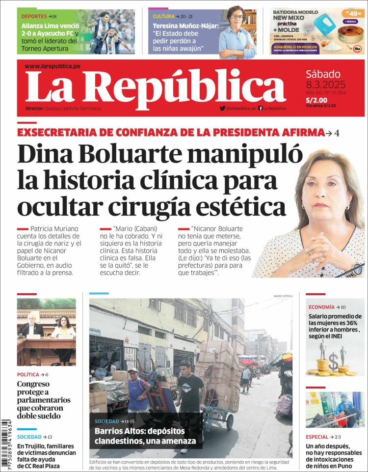 Portada de La Republica (Per&uacute;)