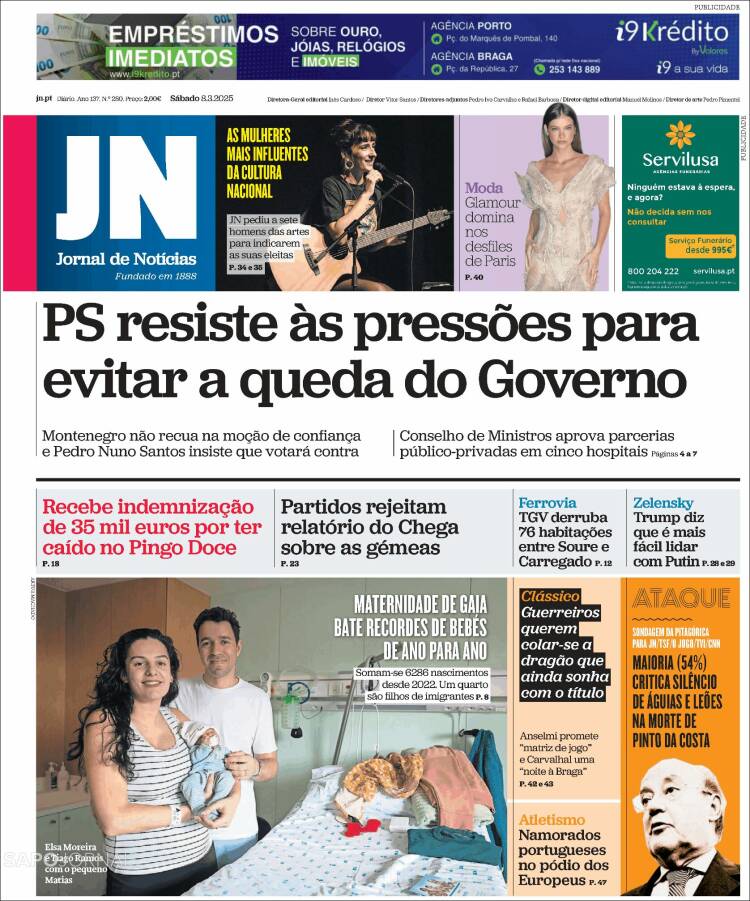 Portada de Diário de Noticias (Portugal)