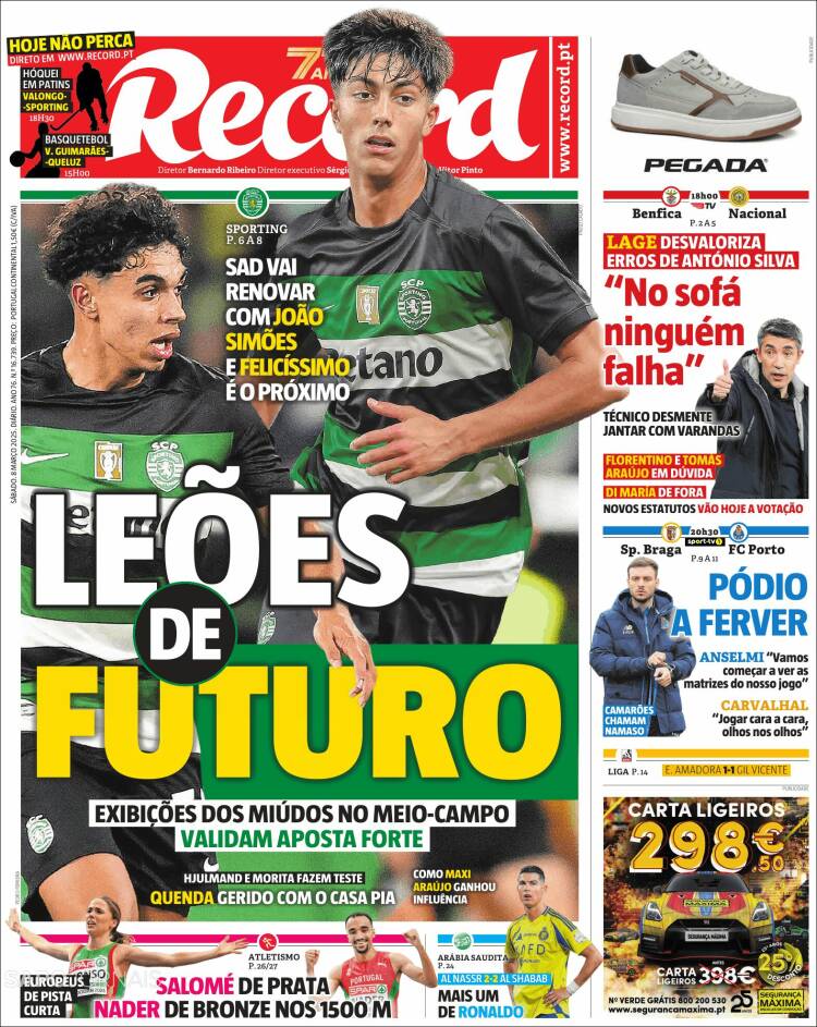 Portada de Jornal de Negócios (Portugal)