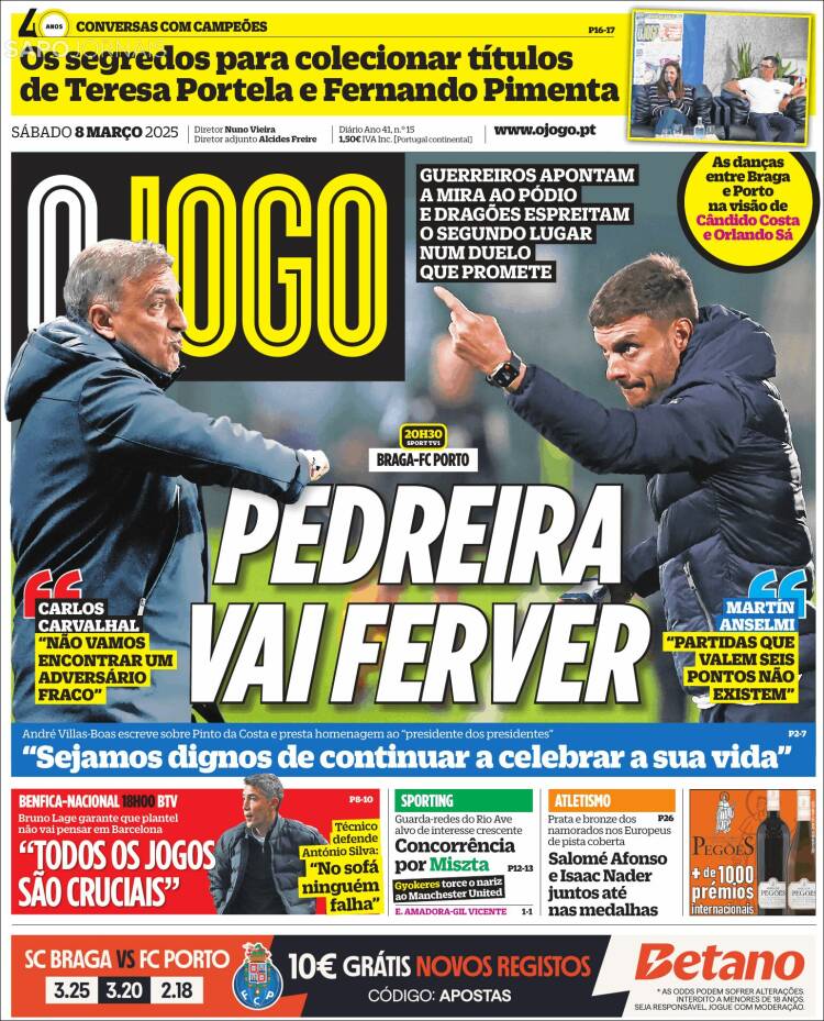 Portada de O Jogo (Portugal)