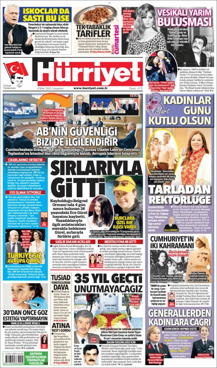 Portada de Hürriyet (Turqu&iacute;a)
