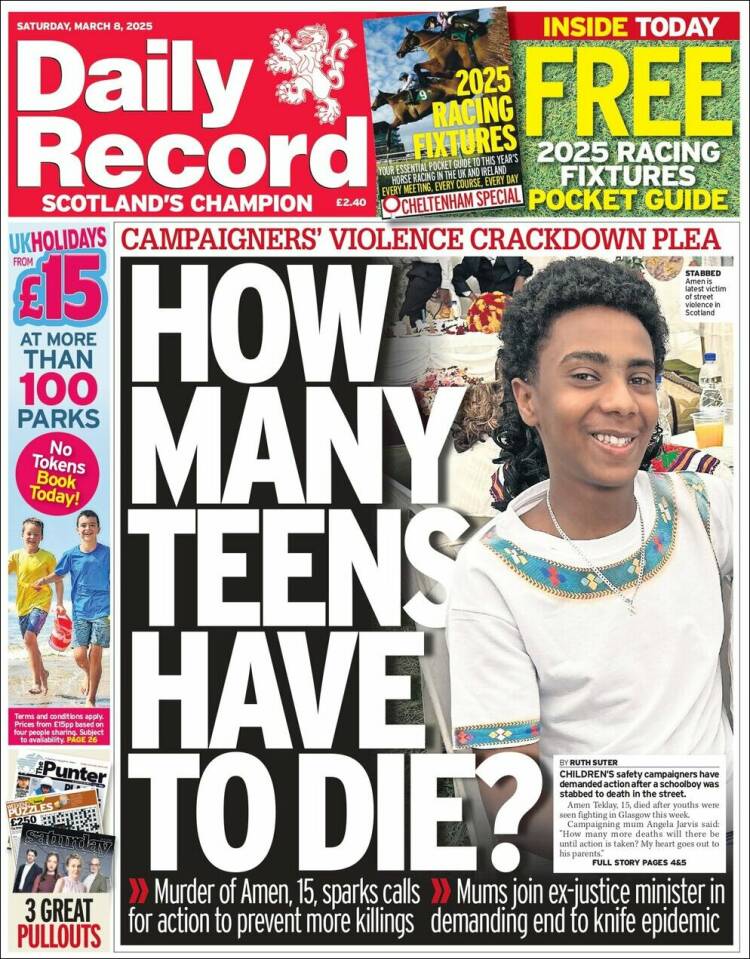 Portada de Daily Record (Reino Unido)