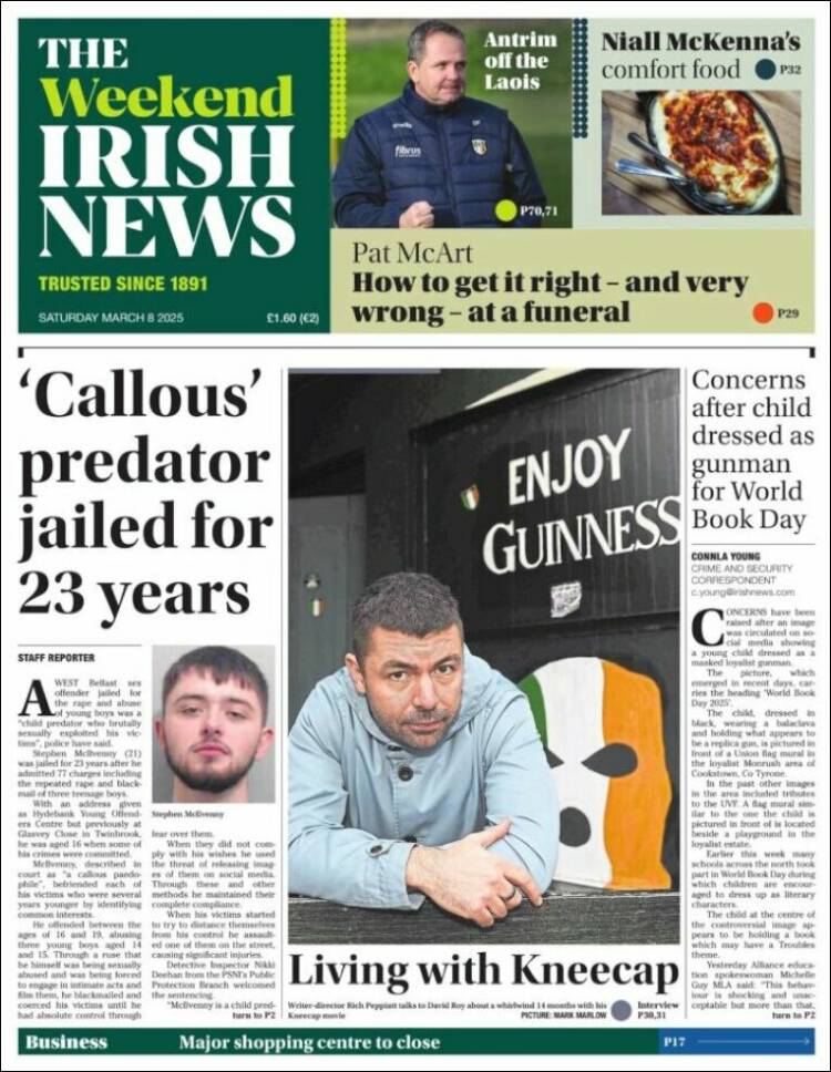 Portada de Irish News (Reino Unido)