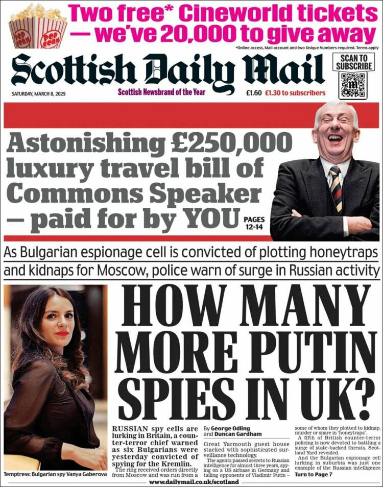 Portada de Scottish Daily Mail (Reino Unido)