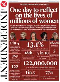 Portada de The Independent (Reino Unido)