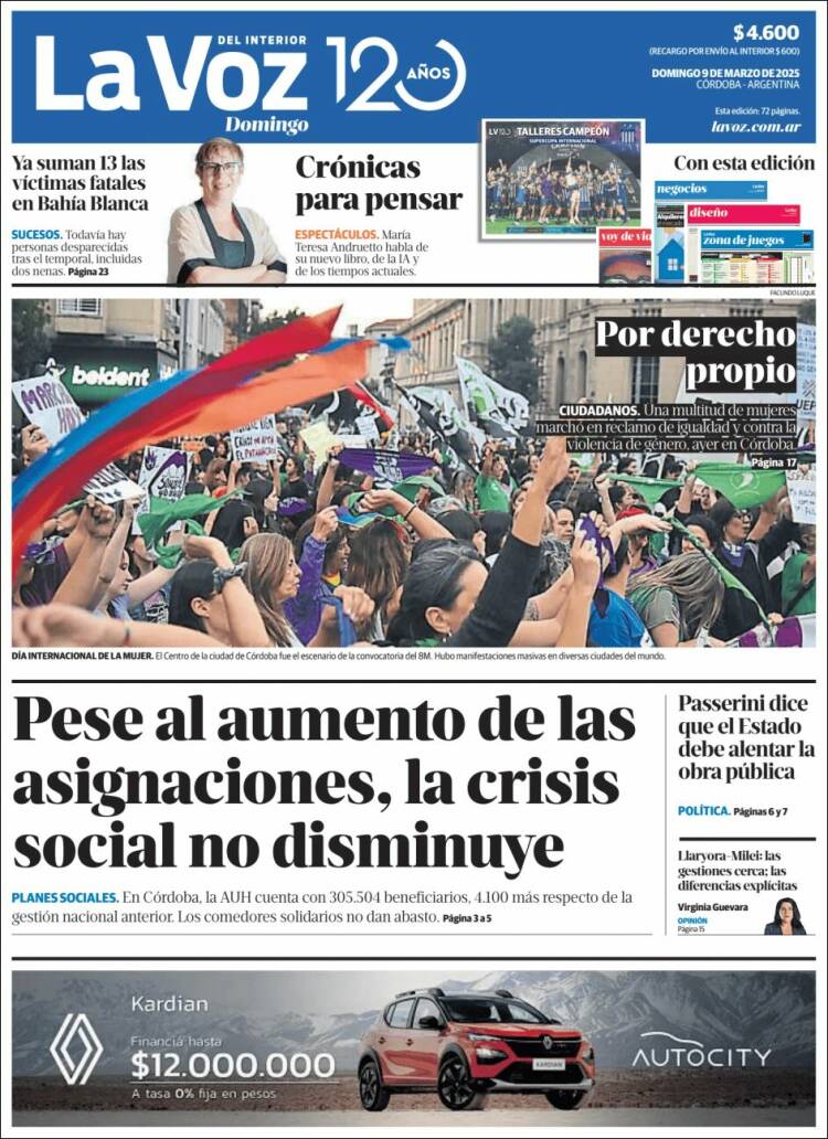 Portada de La Voz del Interior (Argentina)