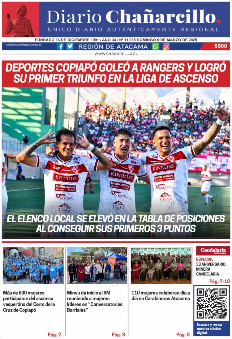 Portada de Diario Chañarcillo (Chile)