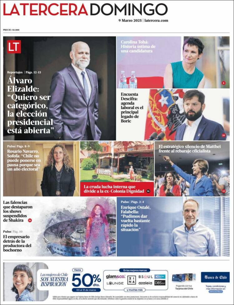 Portada de La Tercera (Chile)