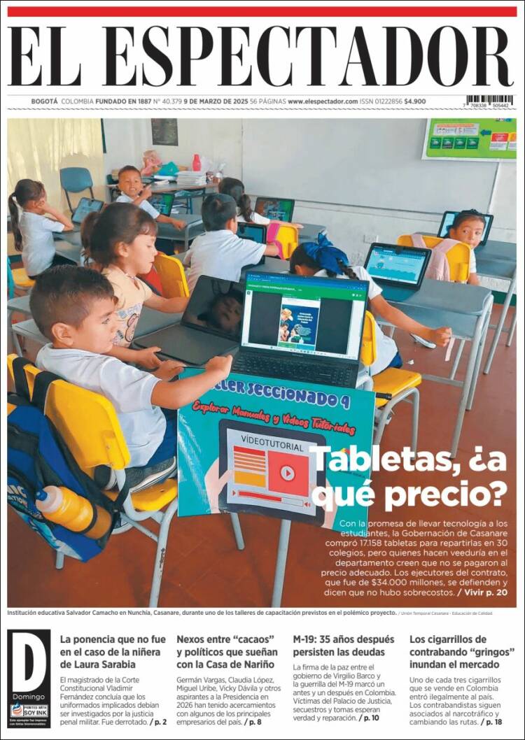 Portada de El Espectador (Colombia)