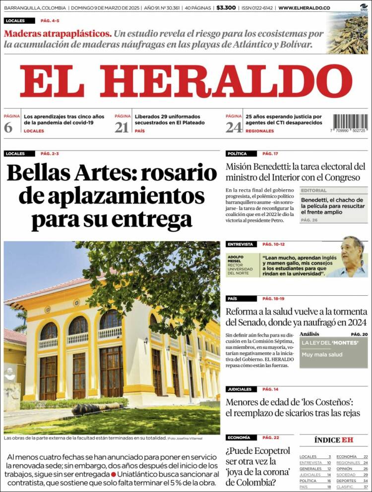 Portada de El Heraldo (Colombia)