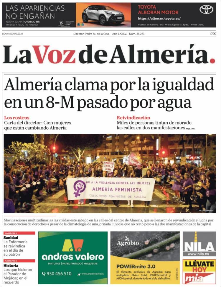 Portada de La Voz de Almería (España)