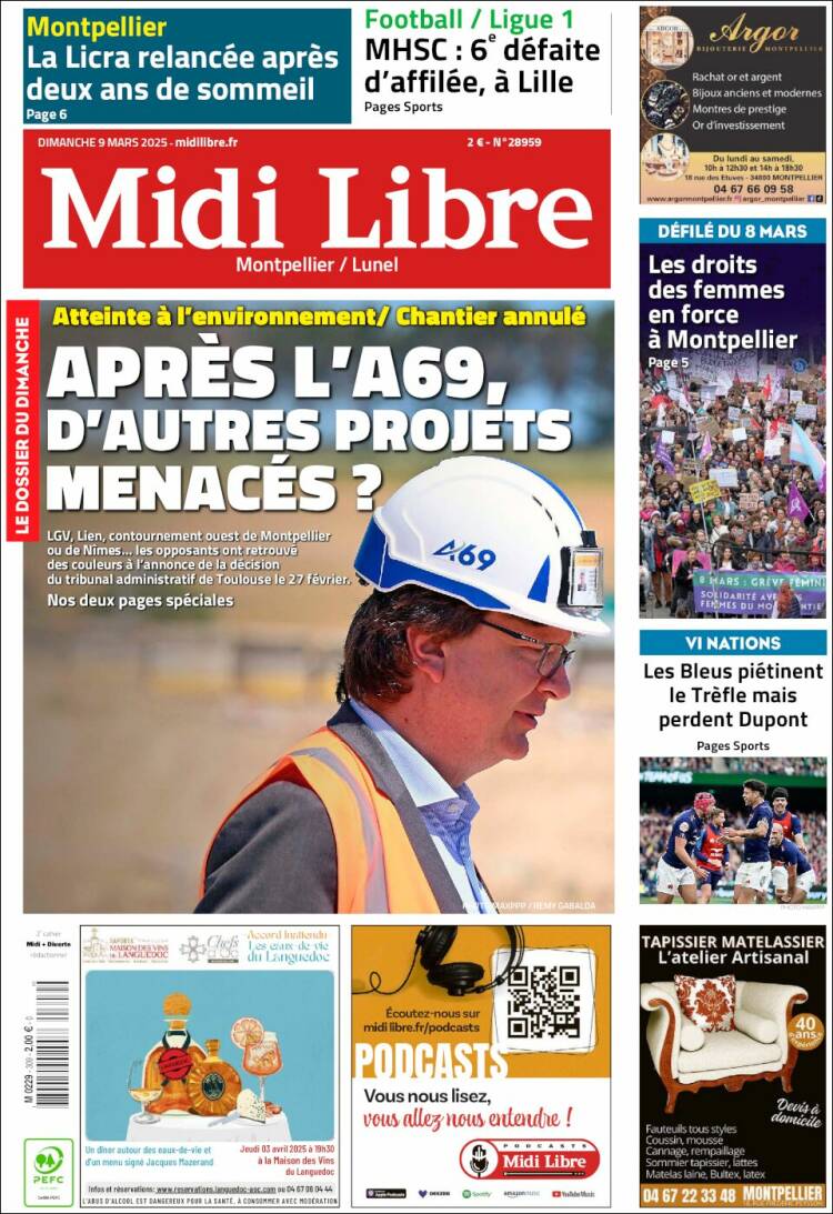 Portada de Midi Libre (Francia)