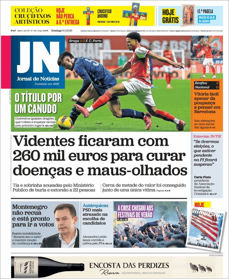 Portada de Diário de Noticias (Portugal)