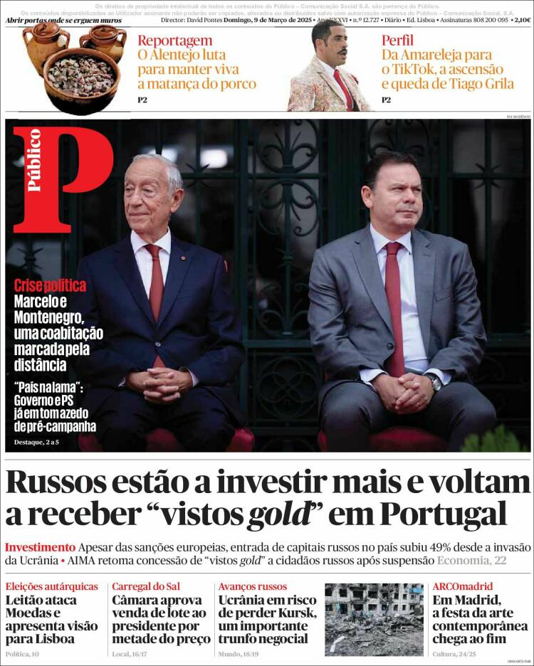 Portada de Público (Portugal)