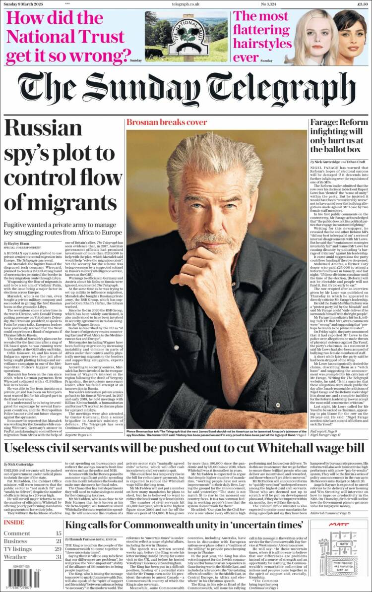 Portada de Daily Telegraph (Reino Unido)