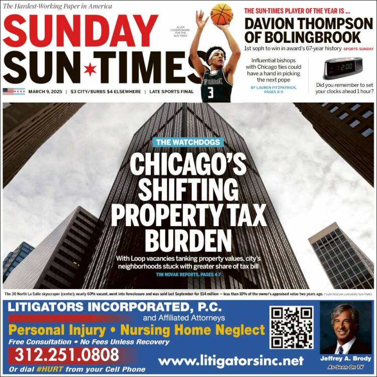 Portada de Chicago Sun-Times (USA)