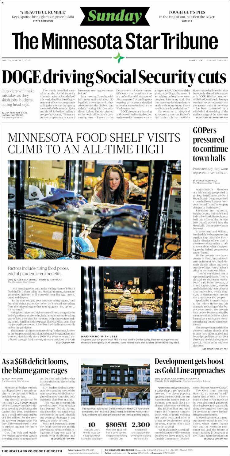 Portada de Star Tribune (USA)