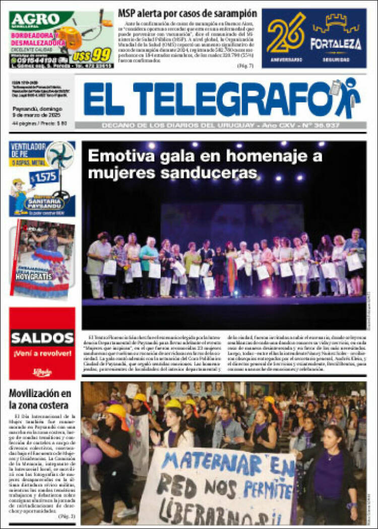 Portada de El Telégrafo (Uruguay)