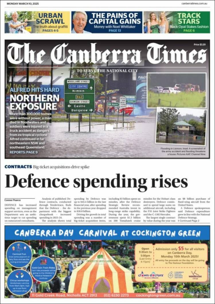 Portada de The Canberra Times (Australia)